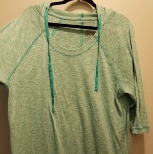 Danskin 2x mint green hooded workout shirt